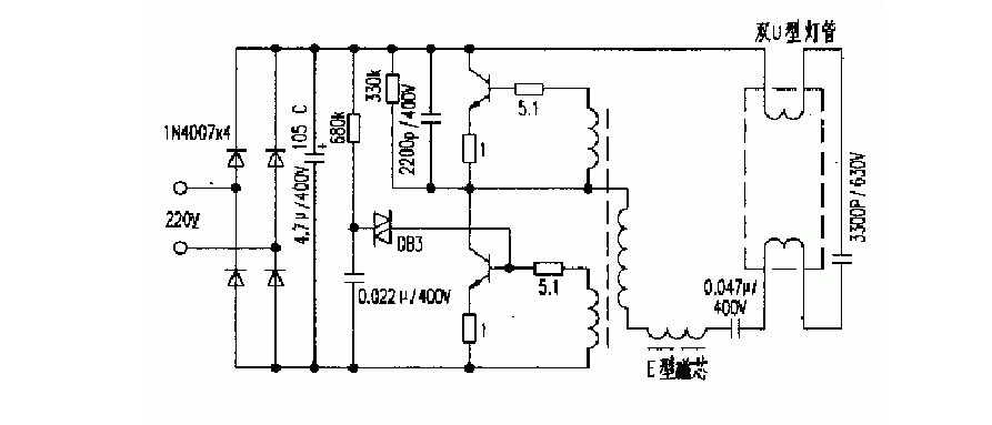 led节能灯电路图如下
