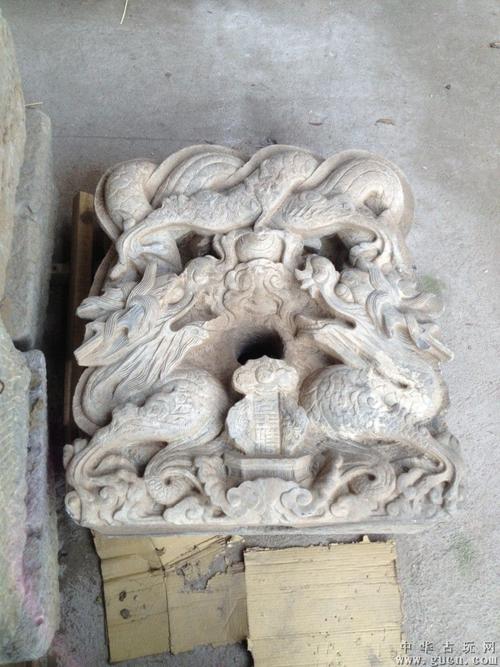 清代青石蛟龙碑头