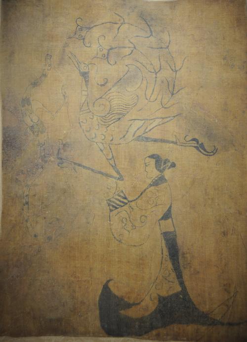 战国 《人物龙凤帛画》 949年出土于湖南长沙陈家大山1号楚墓