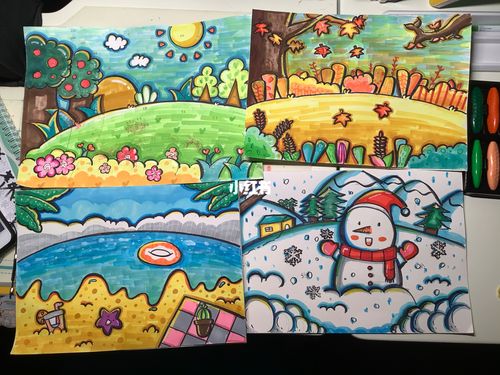 幼师考编干货儿童画 春夏秋冬四季万能背景_简笔画_幼师_儿童画_冬天