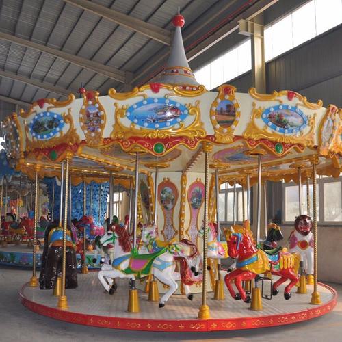 豪华转马游乐设备生产厂家旋转木马24座仿上传动儿童广场游乐设