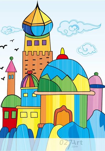 儿童画童话城堡