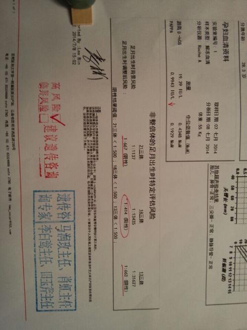 唐筛高危的化验单谁能帮我看一下,急等感谢