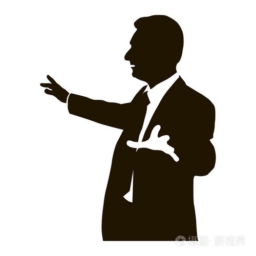 剪影凸出的音箱配有宽阔美丽的手势bolsun修辞演讲讲师业务研讨会矢量