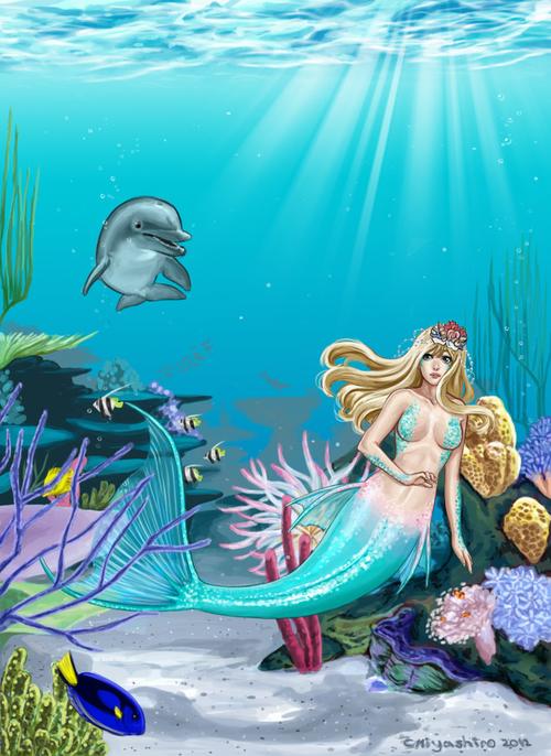 美人鱼 龙女 插图 另类 动漫 卡通