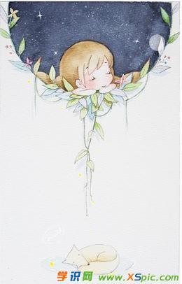 彩铅手绘小清新插画壁纸