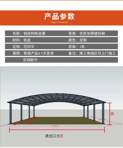 工厂搭建铁棚架 简易铁皮棚通道雨棚 钢结构彩钢板钢架棚工程铁棚