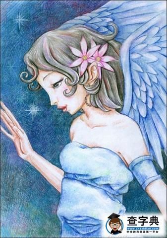 少儿绘画作品铅笔画-纯洁的天使_铅笔画-查字典幼儿网儿童画