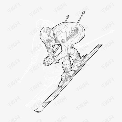 滑雪比赛手绘人物的素材免抠矢量图手绘线条滑雪人物比赛冬季运动户外
