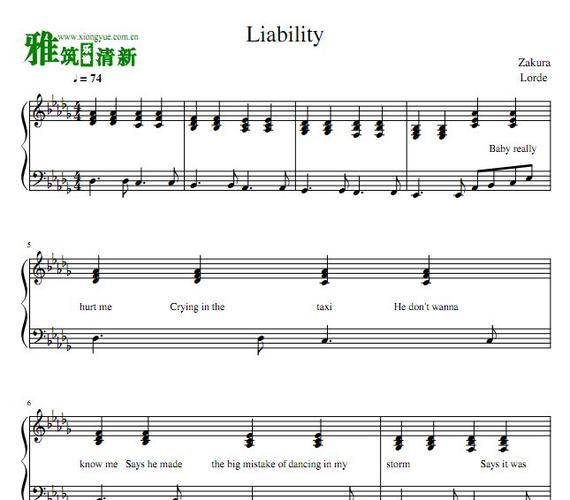 洛德lorde - liability钢琴弹唱谱
