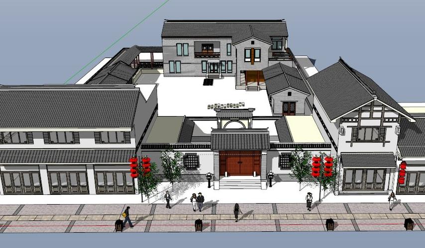 徽派四合院,现代建筑,两层