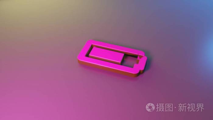 电池三维水平符号四分之三图标渲染