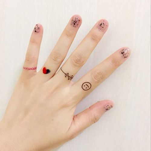 默悠悠新款纹身贴 戒指纹身贴女 创意小清新防水 手指环纹身贴纸