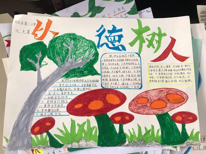 马关县第三小学师德师风建设之"立德树人"手抄报比赛