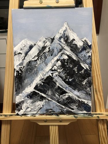 《雪山》-丙烯画_丙烯画_临摹_绘画_颜料_文化_绘画