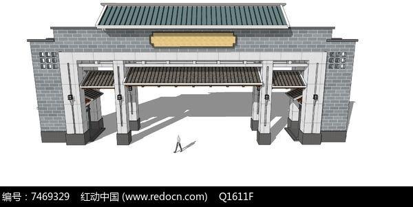 简易中式屋顶大门图片