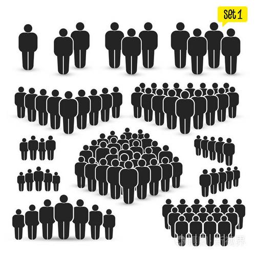 人群的迹象.矢量图.白色背景上孤立