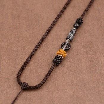 遇财长款玛瑙手工编织项链绳女款蜜蜡挂件绳子玉佩翡翠吊坠挂绳琥珀色