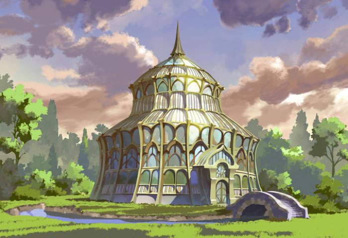 ルーナノヴァ魔法学校植物园外観(浅い夕)