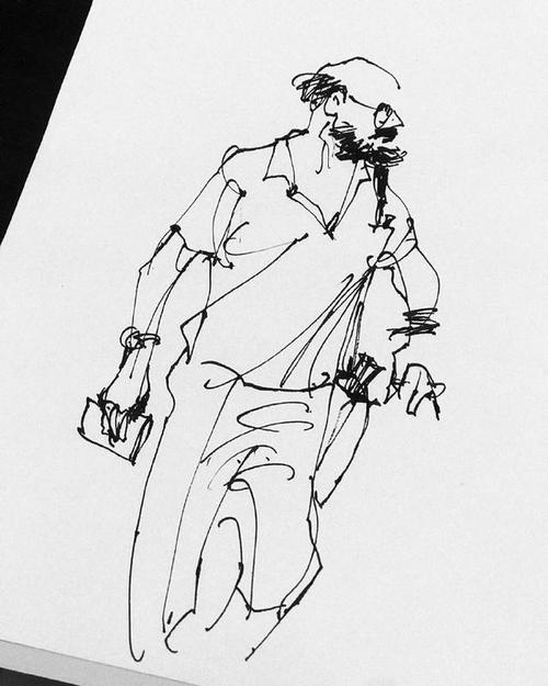 近看是乱画的线条,远看是生动的速写,真正的大师都很