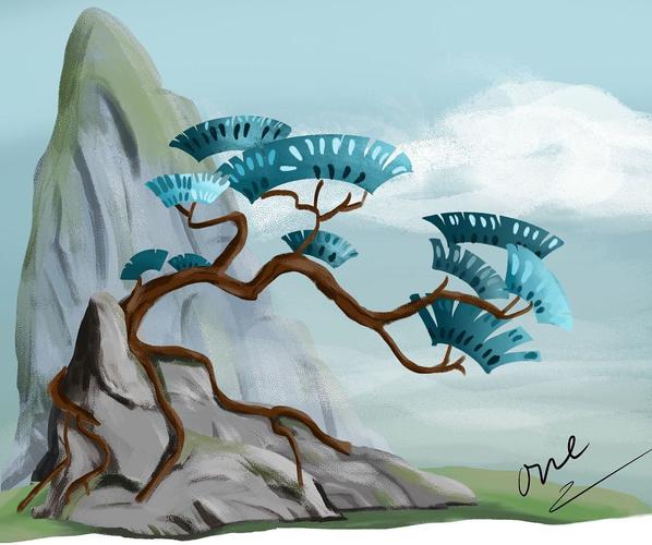 松树插画绘画