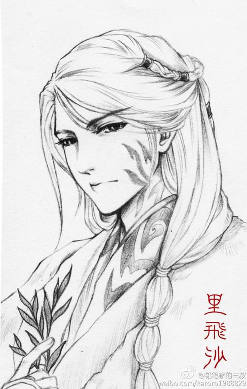 古风人物素描简笔画