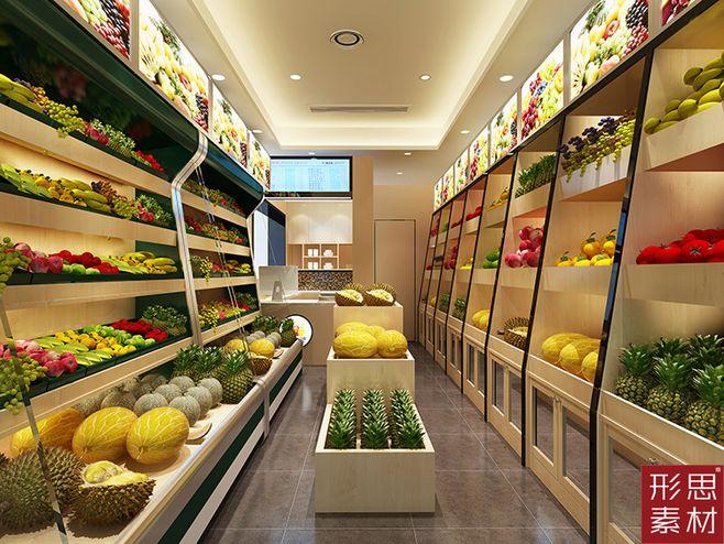 生鲜蔬果水果专卖店3dmax模型cad施工图纸全套设计方案图纸源文件