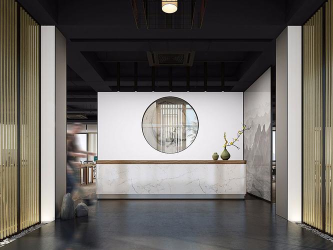 本套图片来源于建e网 是一套办公室禅意中式装修效果图