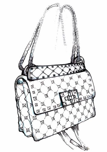rockstud spike手袋设计手稿