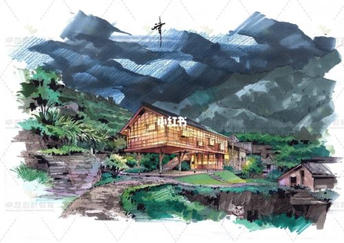 夜景景观 马克笔手绘_手绘_马克笔_夜景_马克笔手绘_文化_绘画