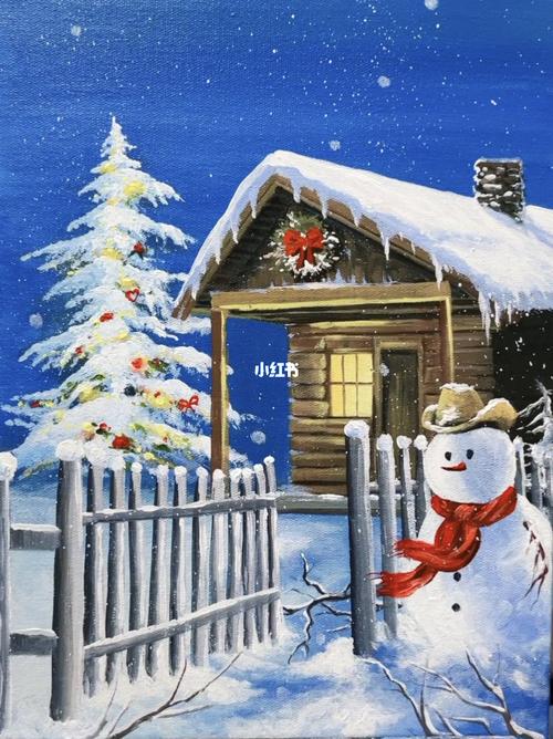圣诞主题丙烯画_丙烯画_风景画_绘画_知识_艺术