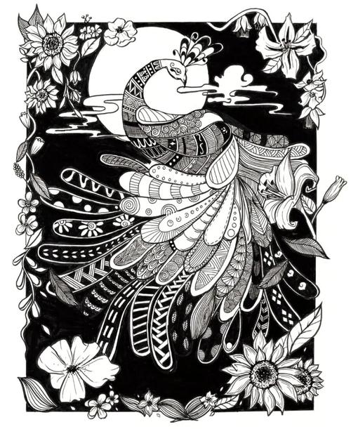 自然生态主题 | 黑白装饰画_考研_设计_装饰画_手绘_艺术_花卉_视觉