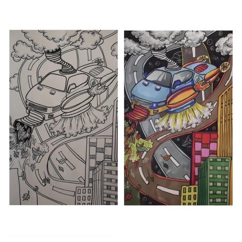 《未来的交通工具》科幻画