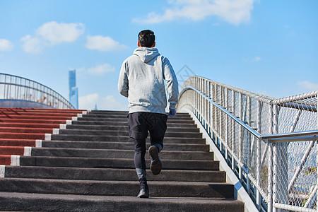 背影动漫男男青年户外跑步背影背景