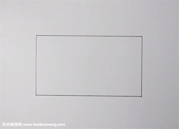 1,首先我们画出国旗的形状,画一个长方形,大家可以借助尺子来画哦!