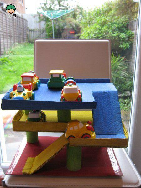 废旧纸盒手工制作多层玩具车库