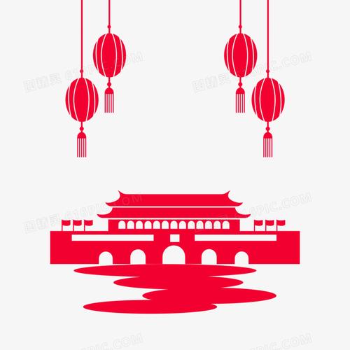 手绘天安门剪纸元素