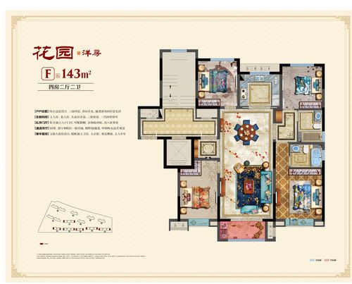 中梁·首府 洋房 四室两厅两卫 143㎡户型