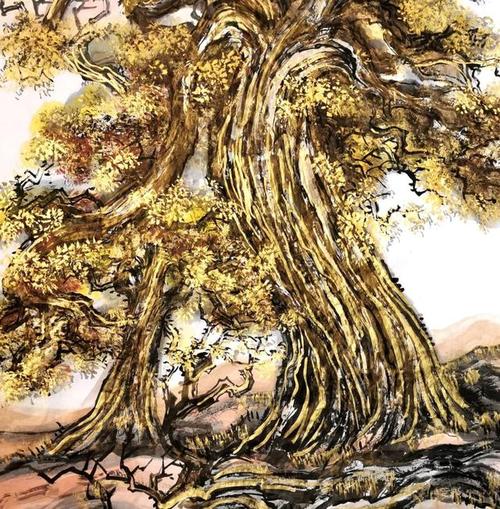 十分鲜见的金胡杨画,这可能是您首次看到的金胡杨画