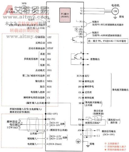 三菱fr-a540型变频器的总接线图及端子功能说明