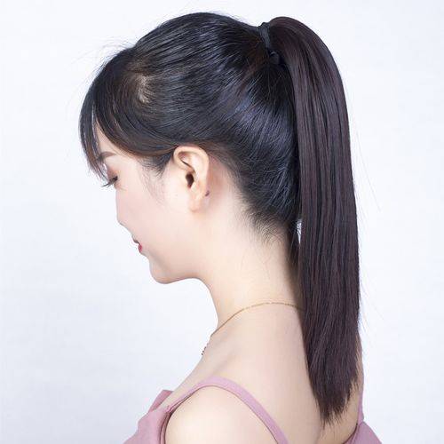 假发马尾长直绑带式真发假中中长款短长发隐形马尾