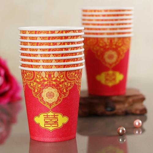 用品用品纸杯杯喜婚庆喜字婚礼子大婚礼碗筷结装饰花纹一次性婚庆