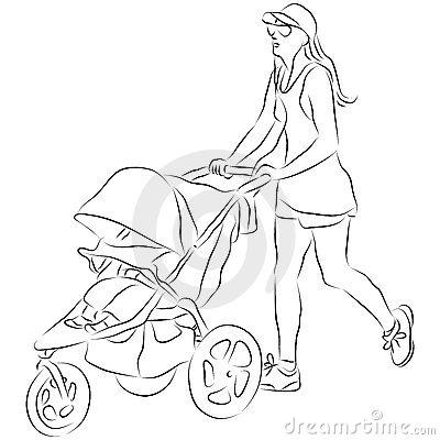 妈妈手推车简笔画