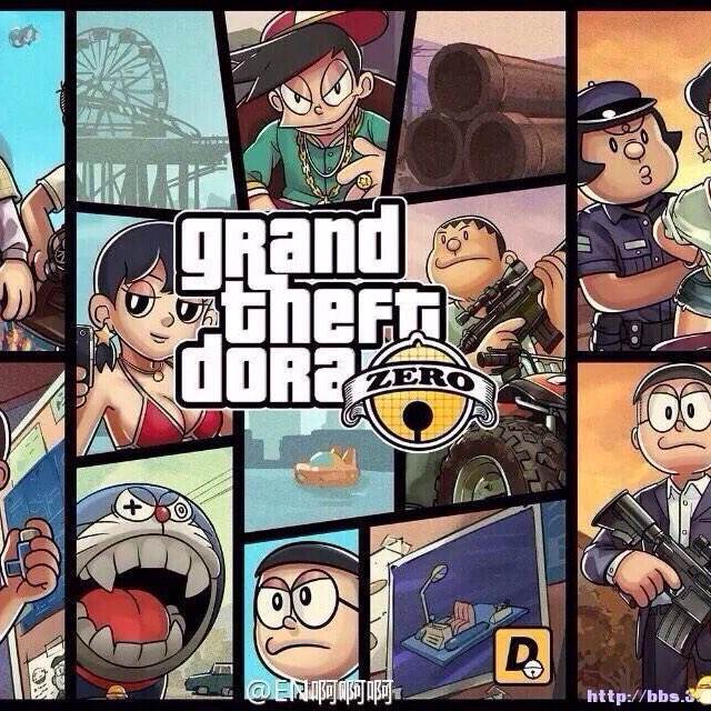 《哆啦a梦》变身为gta5,人物造型很适合,毫无违和感