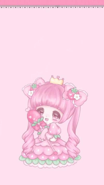 插画 文字 动漫 平铺 萌物 软妹 少女心 粉色 卡通 可爱 人物 萌萌的