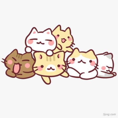 一群可爱的小猫png素材透明免抠图片-动植人物