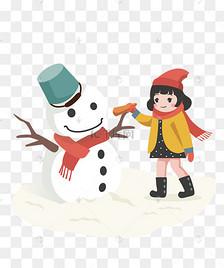 大雪冬天雪人