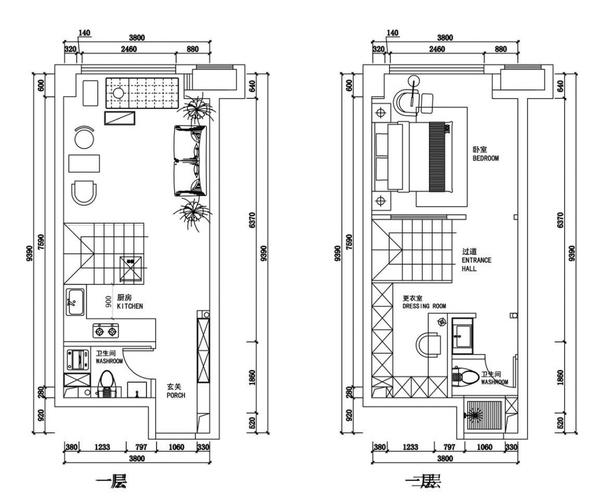 复式公寓平面图设计_独立设计师_衣帽间_客厅_loft公寓_家居家装_装修