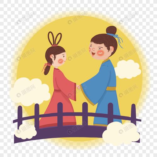 手绘牛郎织女鹊桥相会