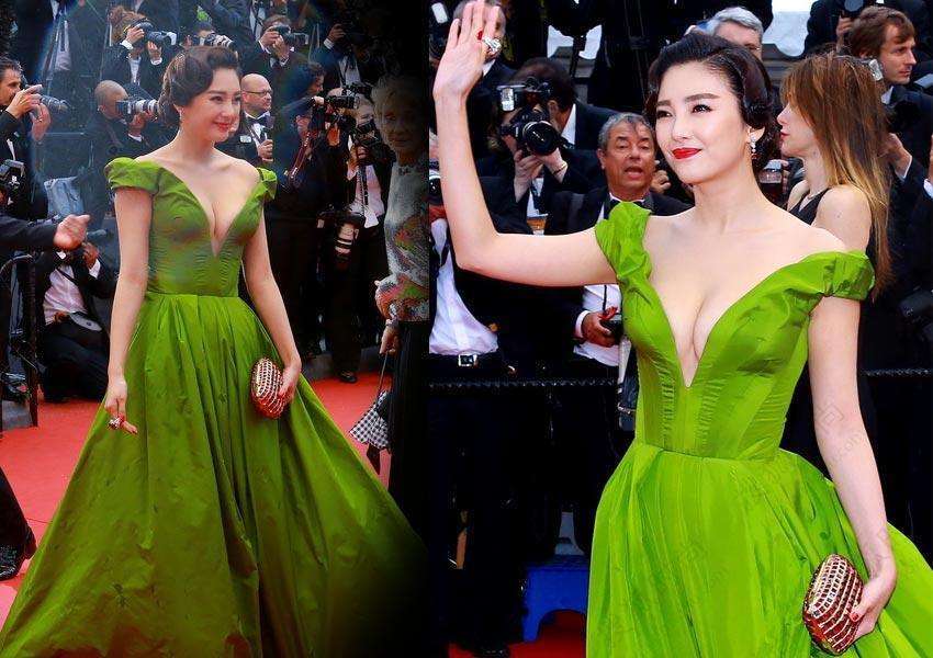 绿色礼服范冰冰也不一定能穿好,杨幂穿绿色显身材,最好看的是她